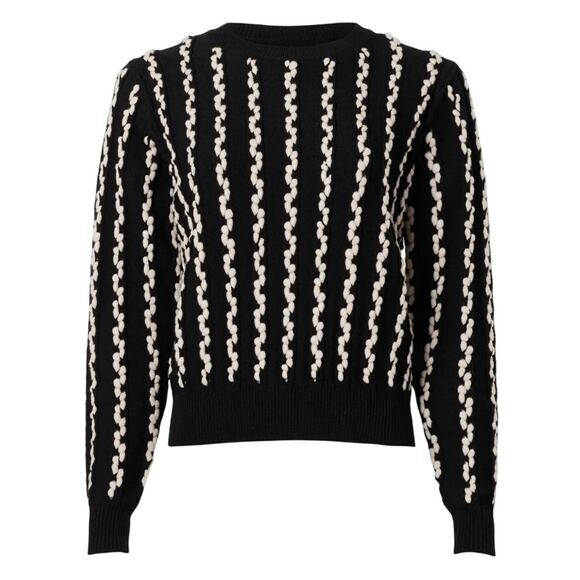 Jason Wu Black White Oversized Cable Knit Sweater MEDIUM Crew Soft Designer $380 - Picture 4 of 11